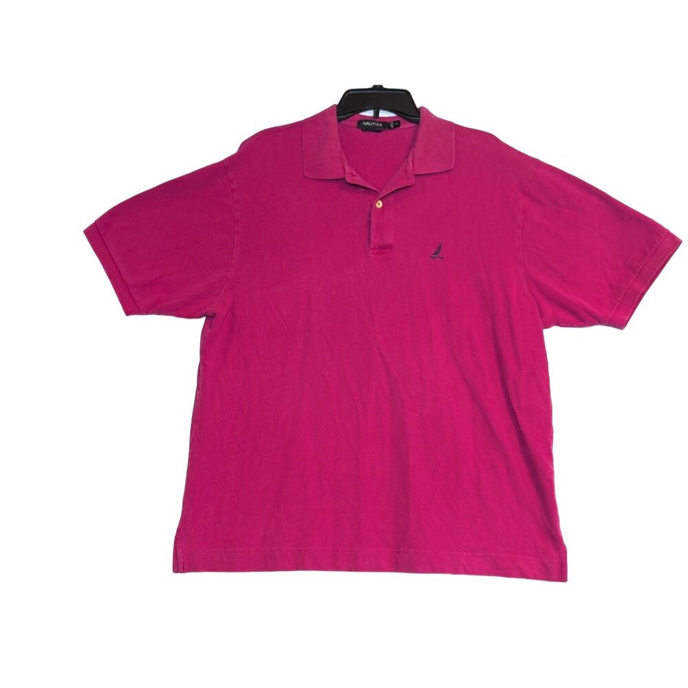 Nautica Mens Pink Polo Shirt XL Embroidered Logo 100% Cotton Short Sleeve